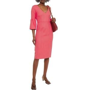 Veronica Beard Amalita Melon Coral Pink V Neck Midi Dress Size 10